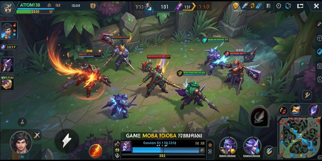 Screenshot ATOM138 menampilkan momen pertarungan intens di arena MOBA.