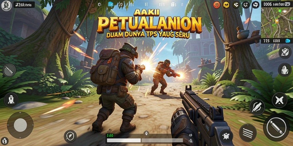 Screenshot gameplay D06 dengan aksi menembak yang intens.