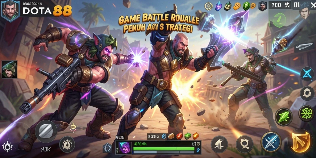 Tangkapan layar gameplay DOTA88 yang menunjukkan aksi Battle Royale mendebarkan.