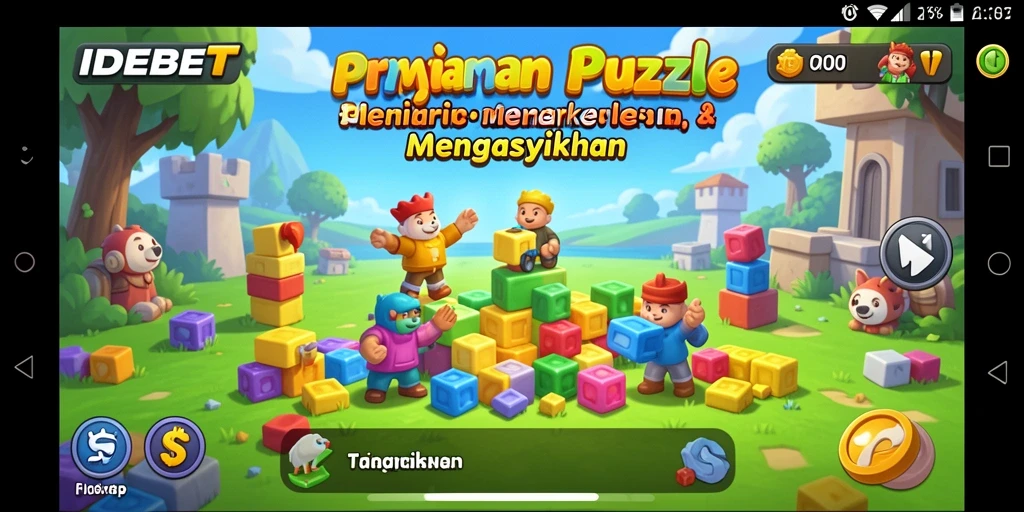 Gameplay IDEBET yang menampilkan tantangan puzzle berwarna-warni.