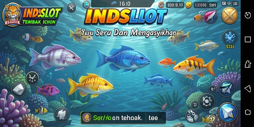 Screenshot gameplay <strong>INDSLOT</strong> menampilkan aksi seru menembak ikan.