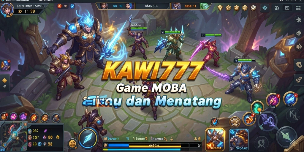 Screenshot gameplay KAWI777 dengan aksi seru di arena MOBA.