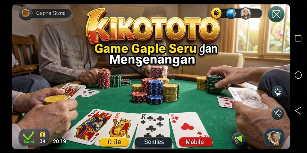 Tampilan gameplay KIKOTOTO dengan kartu Gaple yang menarik.