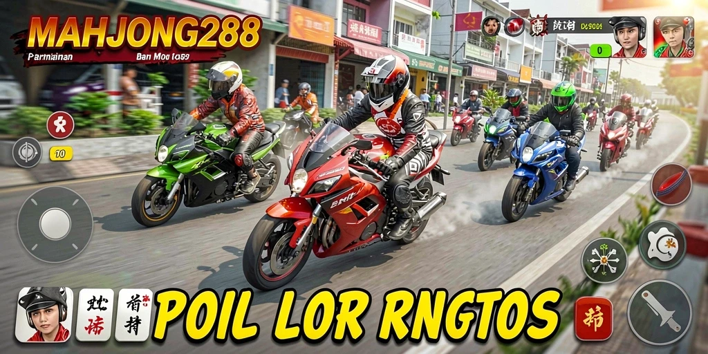 Tampilan gameplay balap motor yang mendebarkan di MAHJONG288.