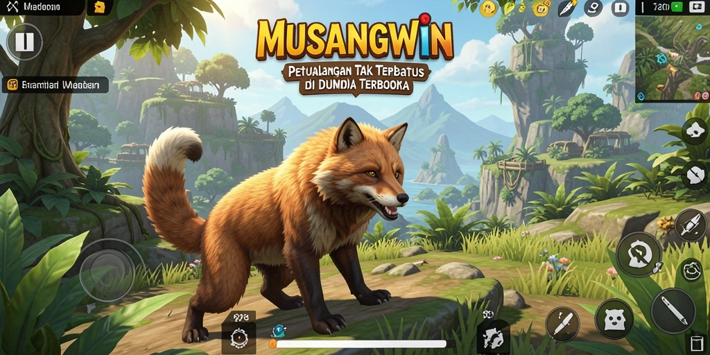 Tampilan gameplay <strong>MUSANGWIN</strong> yang penuh petualangan di dunia terbuka.