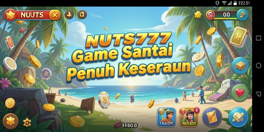 Tampilan gameplay penggembira di NUTS777 yang penuh warna.