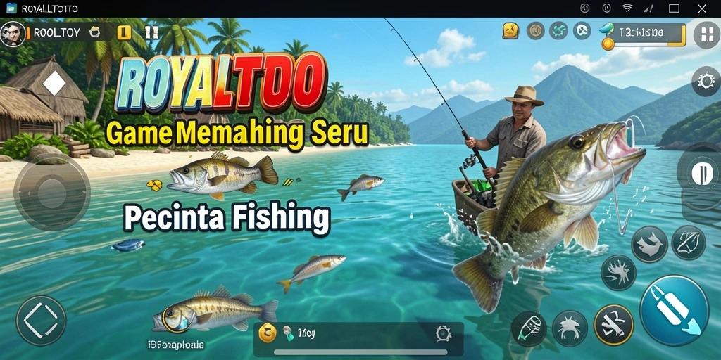 Screenshot utama ROYALTOTO menampilkan gameplay memancing yang seru dan realistis.