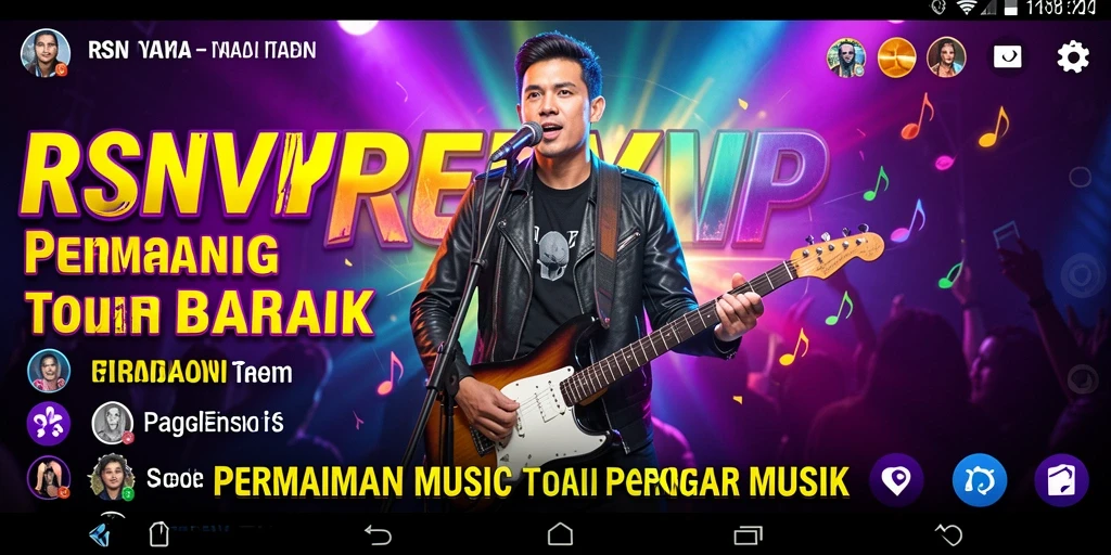 Tampilan gameplay RSNVIP dengan penyanyi dan musik yang beragam.