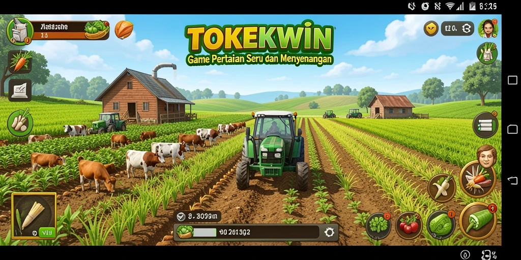 Screenshot gameplay menunjukkan aktivitas bertani yang seru di TOKEKWIN.