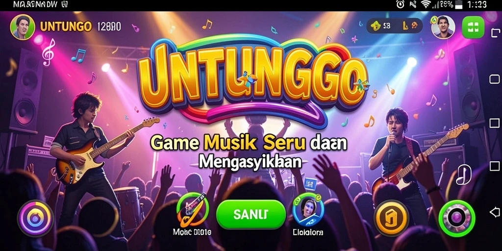 Screenshot utama UNTUNGGO menampilkan gameplay menarik dalam permainan musik.