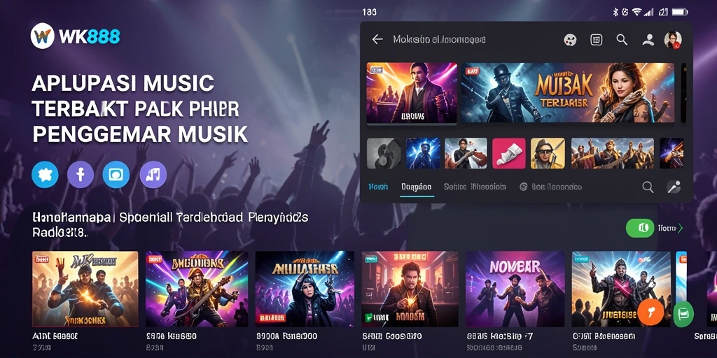Screenshot gameplay menunjukkan pengguna menikmati lagu-lagu di WK888.