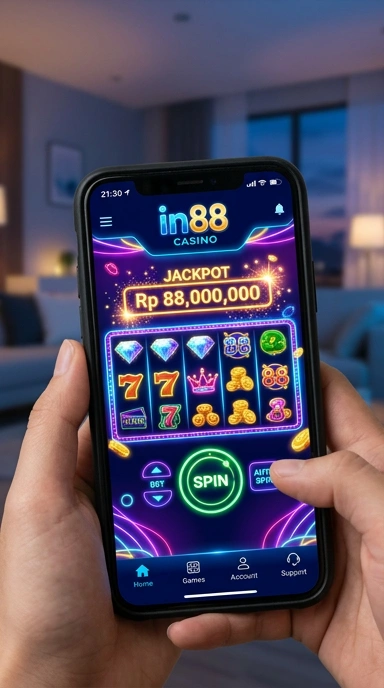Tampilan utama aplikasi in88 dengan pilihan menu yang jelas.
